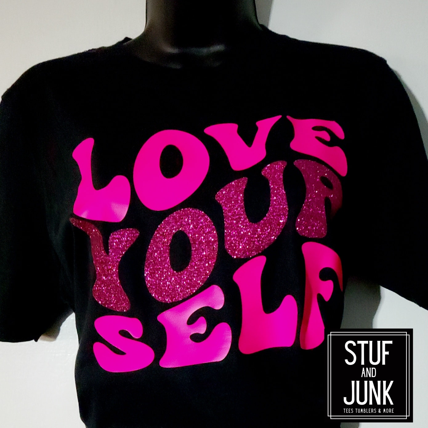 Custom Adult HTV T-Shirt: Up to 3 Vinyl Colors with Optional Glitter