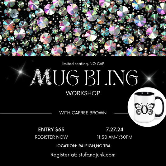 Workshop: Rhinestone Monogram Butterfly Coffee Mug| REGISTER NOW!