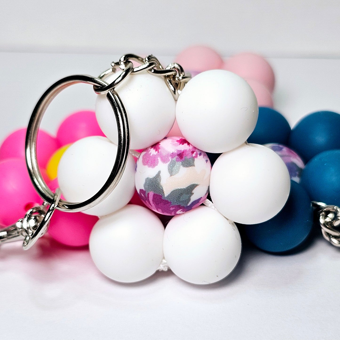 Flower Keychain | White + Floral