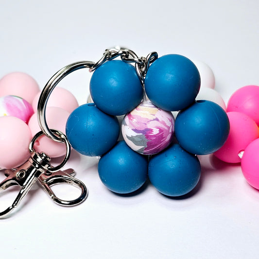 Flower Keychain | Teal + Floral