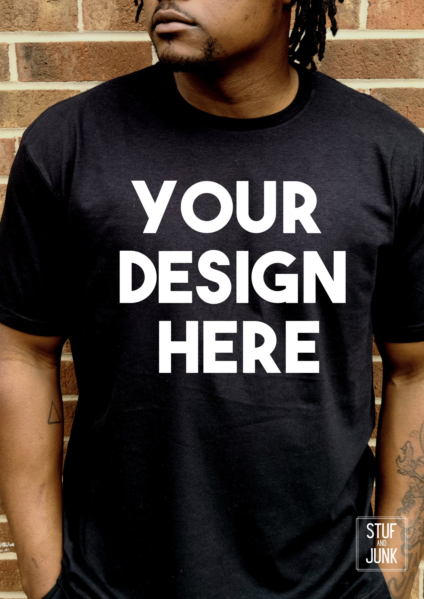 Black Gildan T-shirt Mockup | Gildan T-Shirt Mockup | Gildan Softstyle T-shirt Mockup | African American Male Model